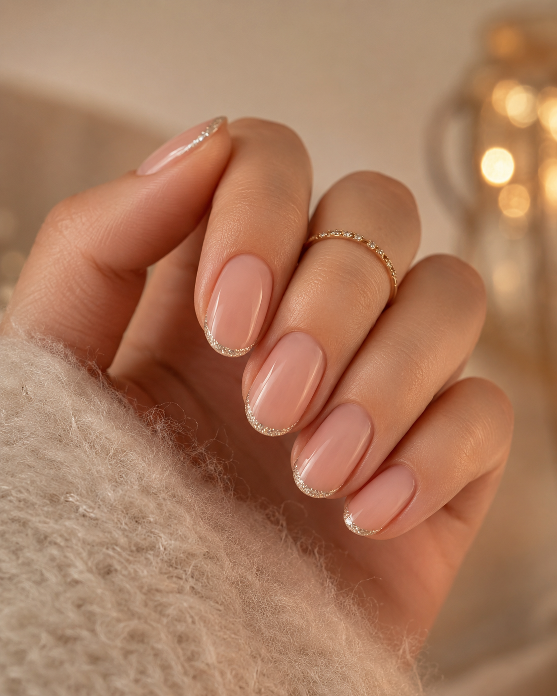 French Nails mit Glitzer-Spitze